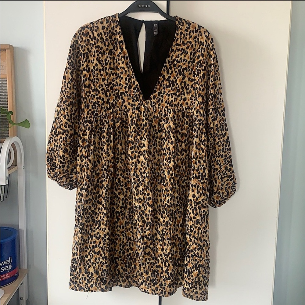 Zara Leopard Print Long Sleeve Dress with Pockets
